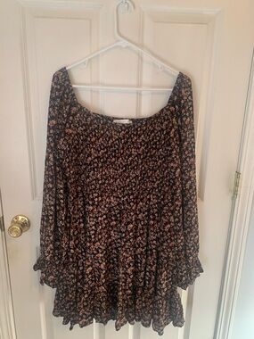 Altar'd State Black Floral Off-Shoulder Mini Dress Size XL